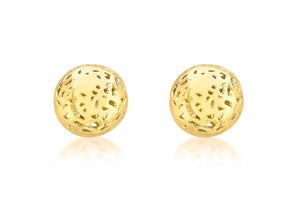 9ct Gold 7mm Domed Pierced-Design Earrings - Diana O'Mahony Jewellers