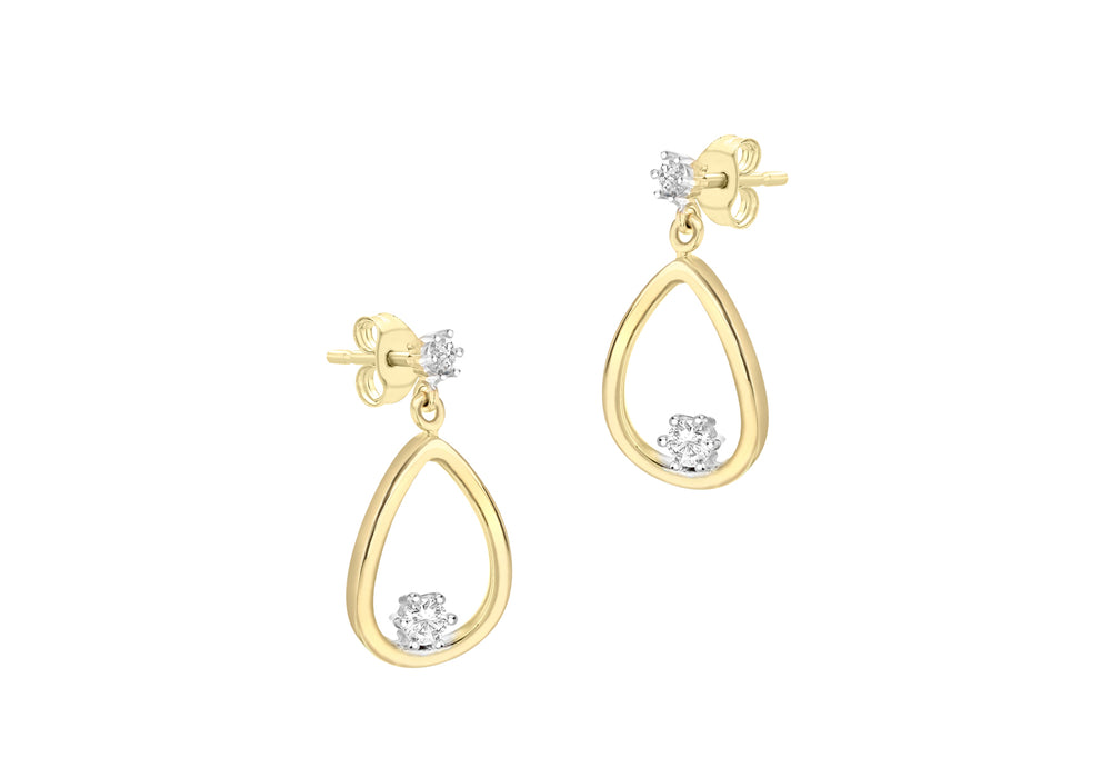 9ct Gold CZ Open Teardrop Earrings - Diana O'Mahony Jewellers