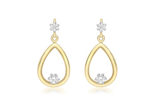 9ct Gold CZ Open Teardrop Earrings - Diana O'Mahony Jewellers