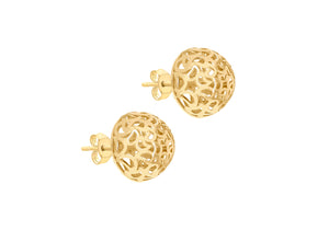 9ct Gold 11.5mm Filigree Domed Earrings - Diana O'Mahony Jewellers