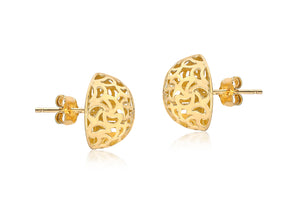 9ct Gold 11.5mm Filigree Domed Earrings - Diana O'Mahony Jewellers