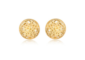 9ct Gold 11.5mm Filigree Domed Earrings - Diana O'Mahony Jewellers
