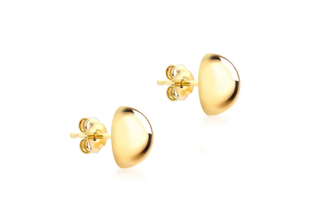 9ct Gold 12mm Plain Domed Earrings - Diana O'Mahony Jewellers