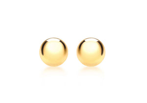 9ct Gold 12mm Plain Domed Earrings - Diana O'Mahony Jewellers
