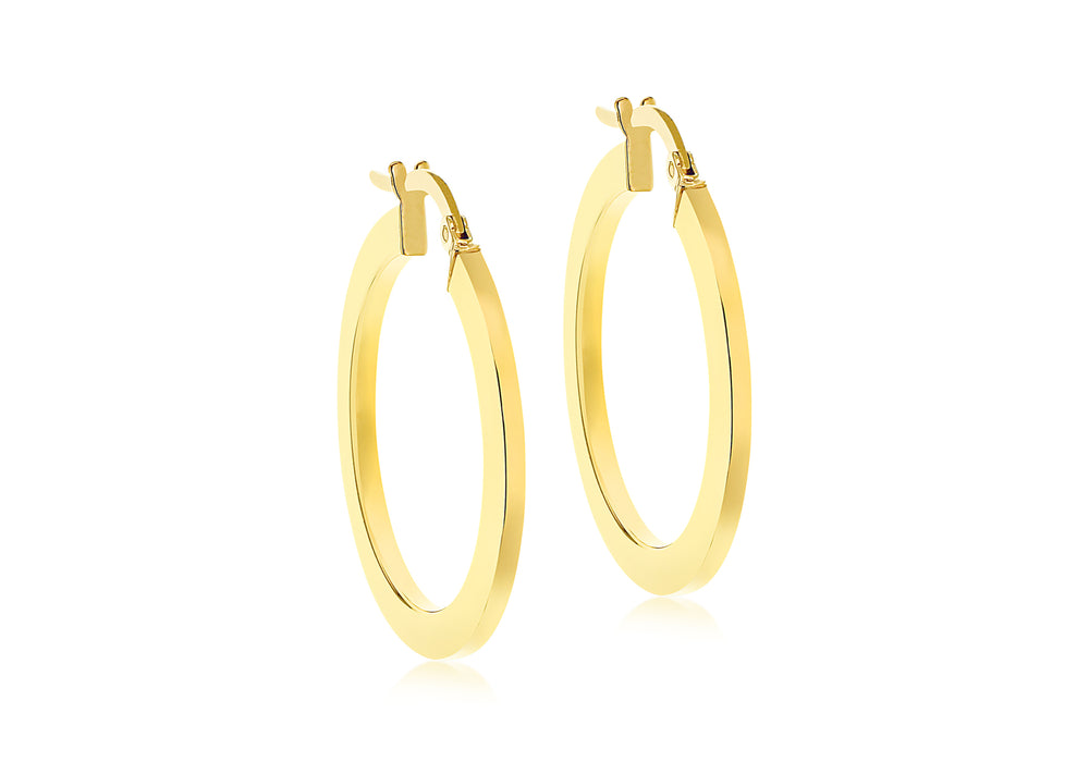 
                
                    Load image into Gallery viewer, 9ct Yellow Gold 26mm Flat Hoop Earrings
                
            