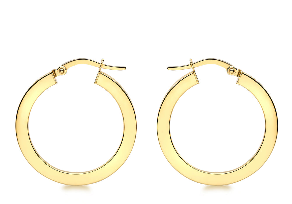 9ct Yellow Gold 26mm Flat Hoop Earrings