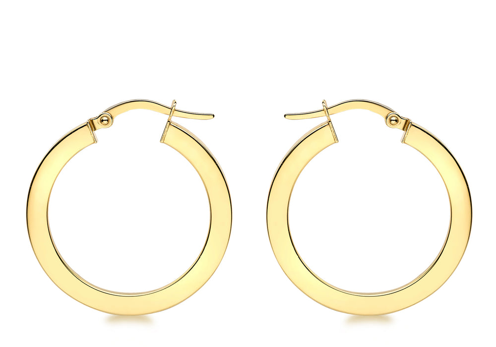 
                
                    Load image into Gallery viewer, 9ct Yellow Gold 26mm Flat Hoop Earrings
                
            