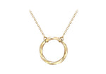 9ct Yellow Gold Diamond-cut Open Circle Necklace