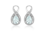 9ct White Gold Aquamarine & Diamond Twist Earrings