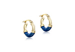 9ct Yellow Gold Blue Enamel Hoop Earrings