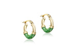 9ct Yellow Gold Green Enamel Hoop Earrings