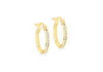 9ct Gold Channel Set CZ Slim Hoop Earring