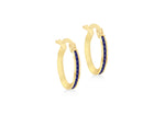 9ct Gold Channel Set Sapphire CZ Slim Hoop Earring