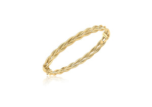 9ct Yellow Gold Bangle with Plaited Design