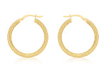 9ct Yellow Gold 25mm Diamond-Cut Hoop Earrings