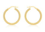 9ct Yellow Gold 25mm Diamond-Cut Hoop Earrings