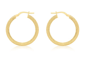 
                
                    Load image into Gallery viewer, 9ct Yellow Gold 25mm Diamond-Cut Hoop Earrings
                
            