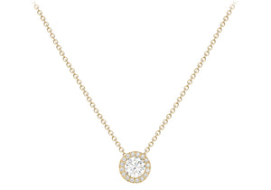 9ct Gold CZ Halo Cluster Sliding Pendant - Diana O'Mahony Jewellers