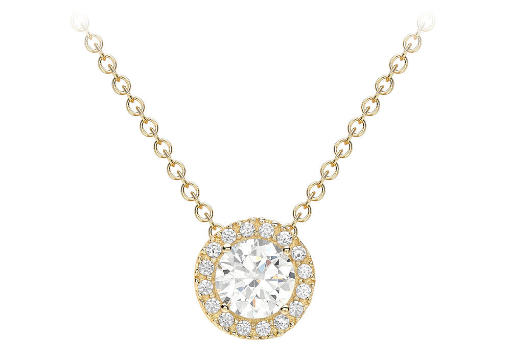 9ct Gold CZ Halo Cluster Sliding Pendant - Diana O'Mahony Jewellers