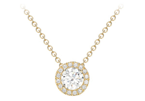 9ct Gold CZ Halo Cluster Sliding Pendant - Diana O'Mahony Jewellers