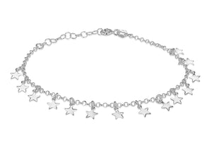 
                
                    Load image into Gallery viewer, Sterling Silver Dangly Star Bracelet
                
            