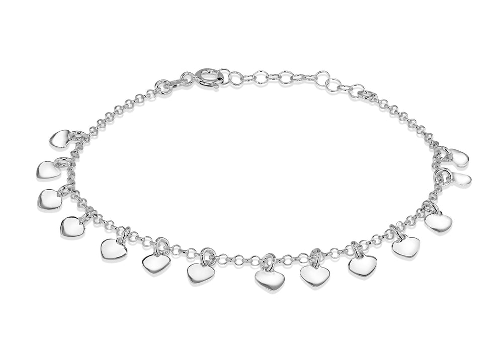 
                
                    Load image into Gallery viewer, Sterling Silver Dangly Heart Bracelet
                
            