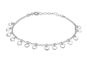 Sterling Silver Dangly Heart Bracelet