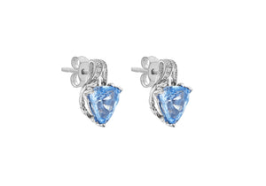 Sterling Silver White & Blue CZ Stud Earrings