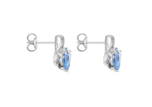 Sterling Silver White & Blue CZ Stud Earrings