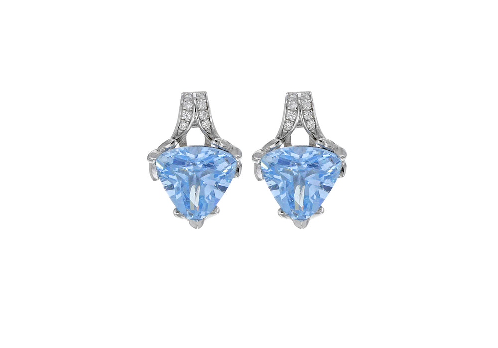 Sterling Silver White & Blue CZ Stud Earrings