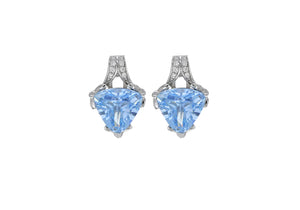 Sterling Silver White & Blue CZ Stud Earrings