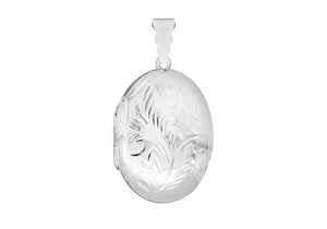 
                
                    Load image into Gallery viewer, Sterling Silver Oval Locket with Engraved Decoration
                
            
