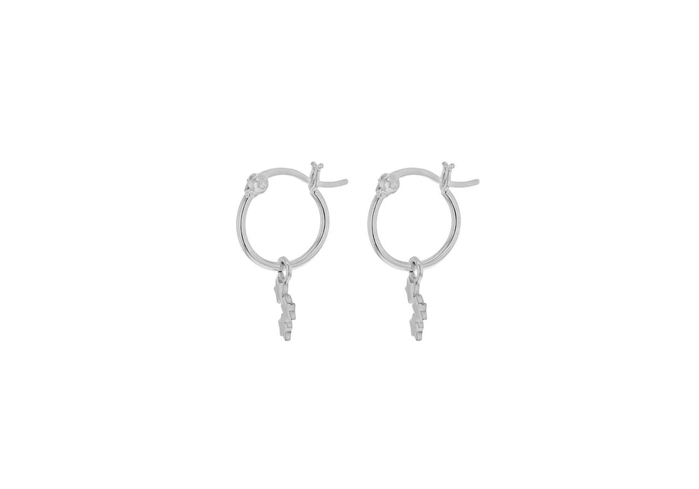 Sterling Silver Star Drop Huggie Earrings