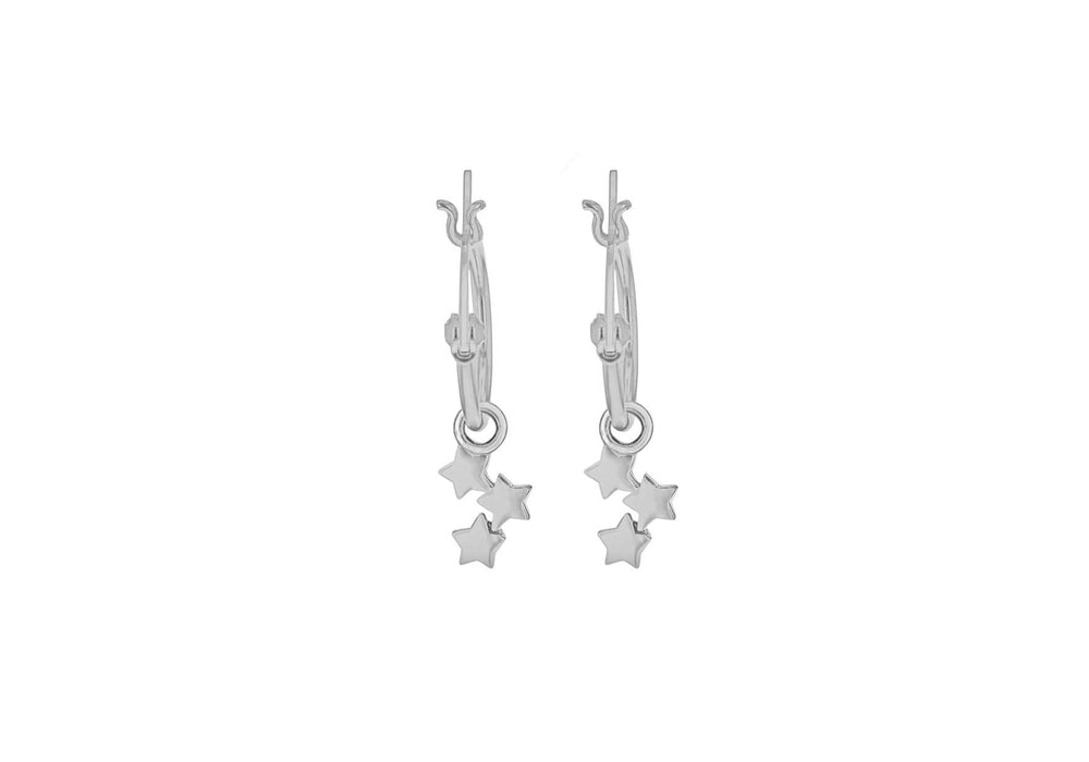 Sterling Silver Star Drop Huggie Earrings
