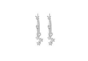Sterling Silver Star Drop Huggie Earrings