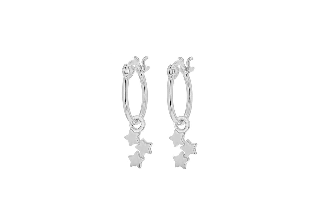 Sterling Silver Star Drop Huggie Earrings