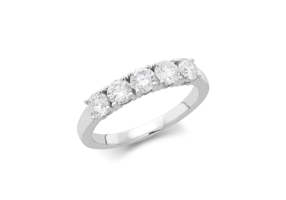 18ct White Gold Five Stone Lab Grown Diamond Ring- 1.00ct