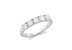 18ct White Gold Five Stone Lab Grown Diamond Ring- 1.00ct