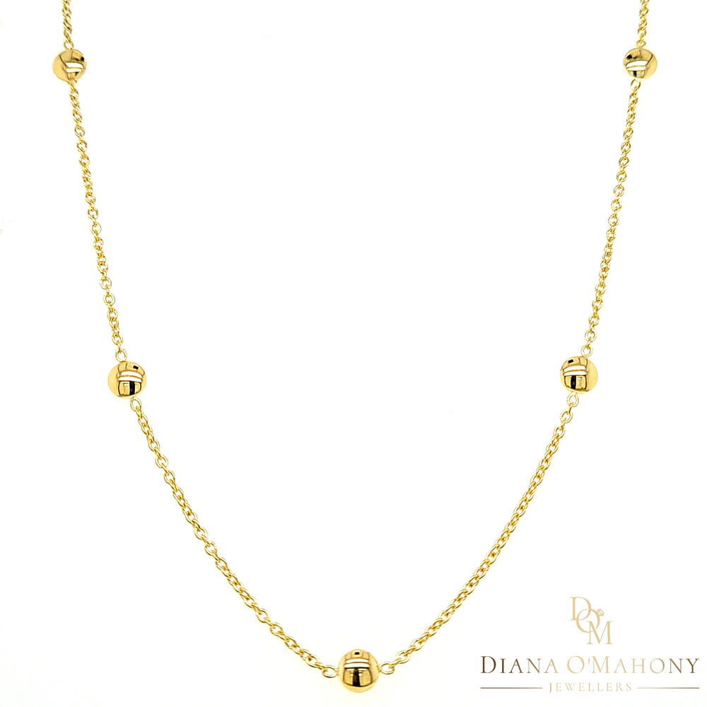 9ct Yellow Gold Round Button Necklace & Bracelet Set