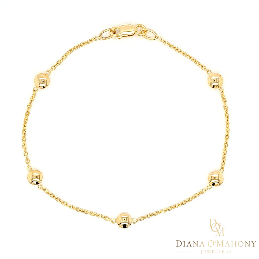 9ct Yellow Gold Round Button Necklace & Bracelet Set