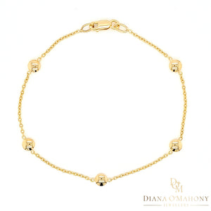 9ct Yellow Gold Round Button Necklace & Bracelet Set