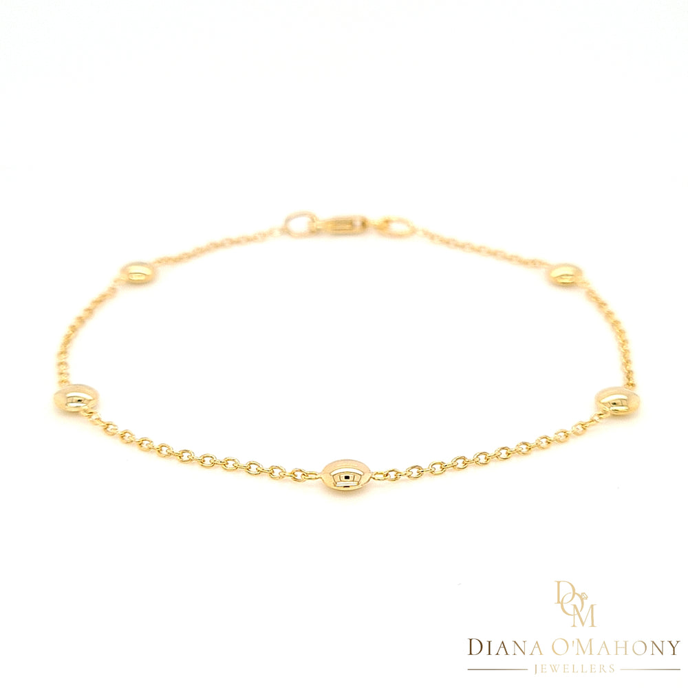 9ct Yellow Gold Round Button Necklace & Bracelet Set