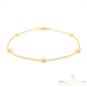 9ct Yellow Gold Round Button Necklace & Bracelet Set