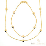 9ct Yellow Gold Round Button Necklace & Bracelet Set