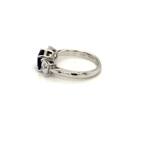 Sterling Silver Three Stone Sapphire Blue CZ Ring - Diana O'Mahony Jewellers