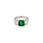 Sterling Silver Three Stone Emerald Green CZ Ring