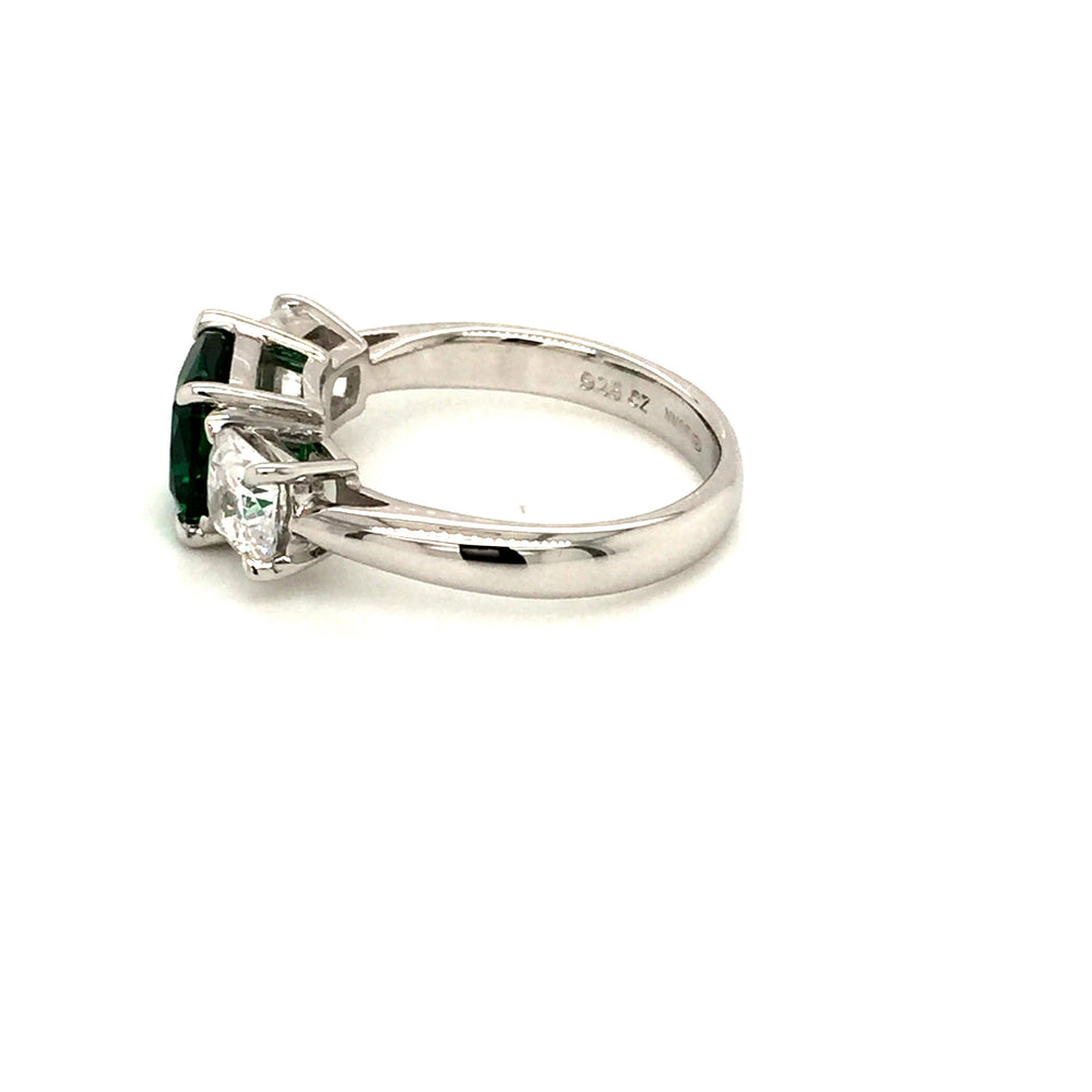 
                
                    Load image into Gallery viewer, Sterling Silver Three Stone Emerald Green CZ Ring - Diana O&amp;#39;Mahony Jewellers
                
            