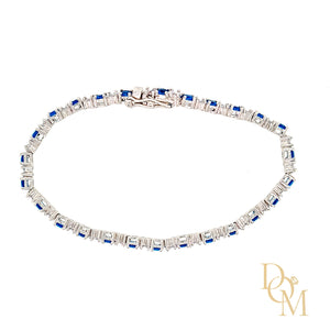 Sterling Silver Sapphire CZ Tennis Bracelet