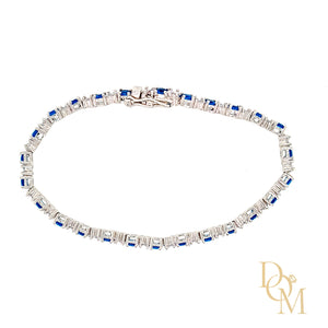 
                
                    Load image into Gallery viewer, Sterling Silver Sapphire CZ Tennis Bracelet
                
            