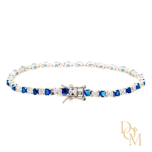 Sterling Silver Sapphire CZ Tennis Bracelet